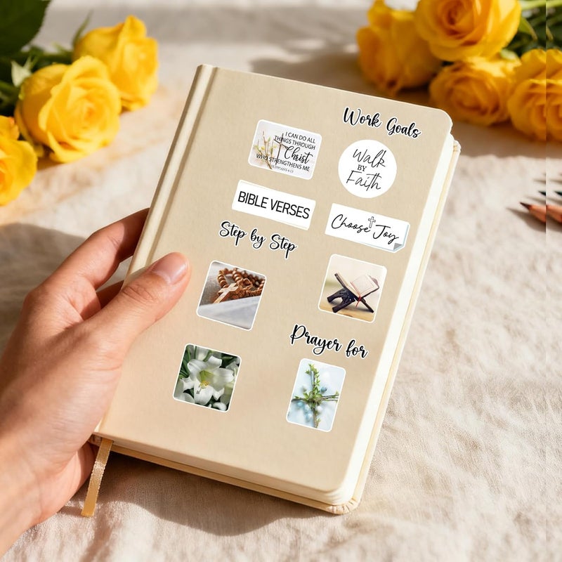 Eclazul Prayer Board Supplies Stickers - 50 Pcs White Jesus Christian Bible Verse Religious Decals for Adults Women Men Inspirational Waterproof Faith Love Kit Bulk for Water Bottle Scrapbook Journal - Image 5